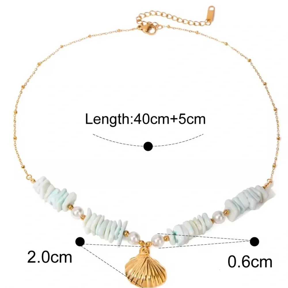 18 k gold plated stainless steel   Starfish and shell necklace - Picture 5 of 6